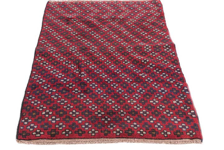 3' x 4' 7 Hand Knotted Balouch Persian Wool Rug