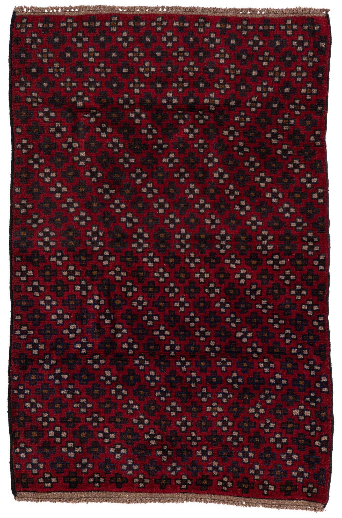 3' x 4' 7 Hand Knotted Balouch Persian Wool Rug