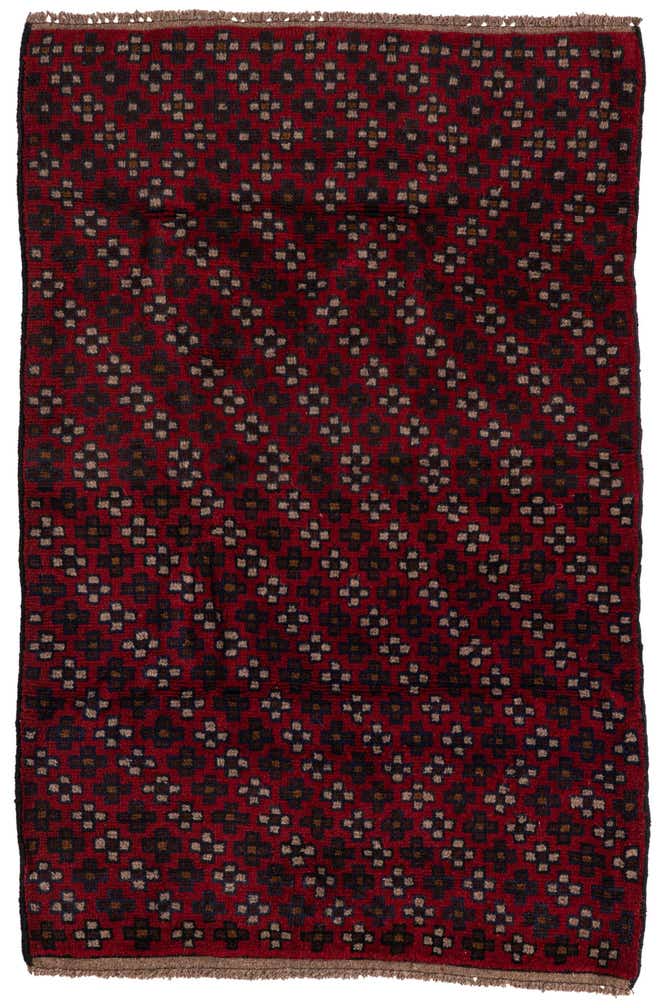 3' x 4' 7 Hand Knotted Balouch Persian Wool Rug