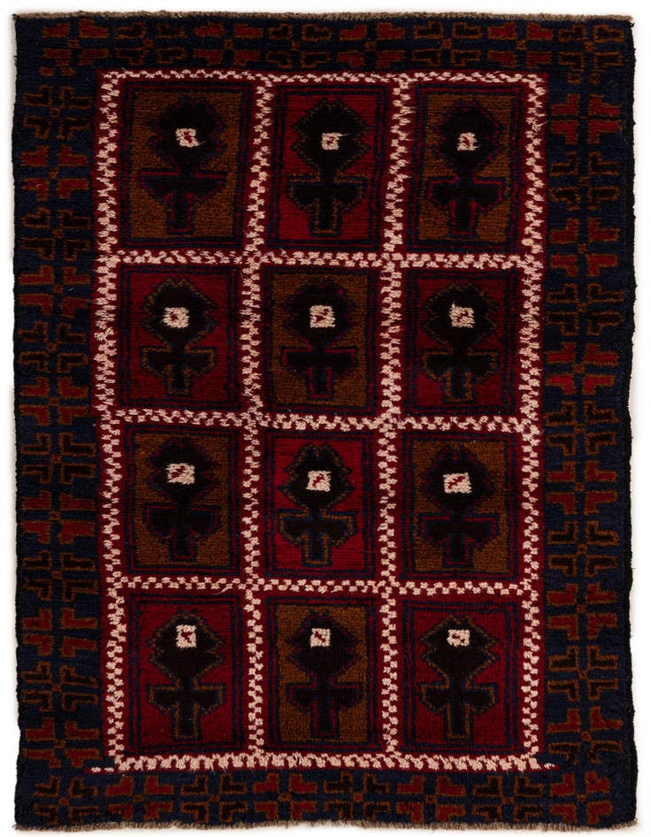 Detail image of 2' 9 x 4' 9 Hand Knotted Balouch Persian Wool Rug