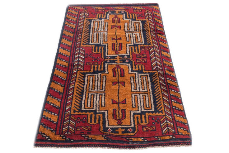Detail image of 2' 9 x 4' 7 Hand Knotted Balouch Persian Wool Rug