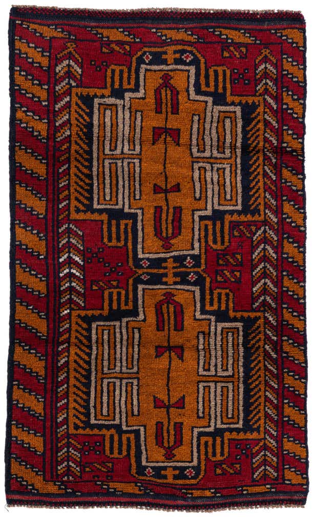 2' 9 x 4' 7 Hand Knotted Balouch Persian Wool Rug