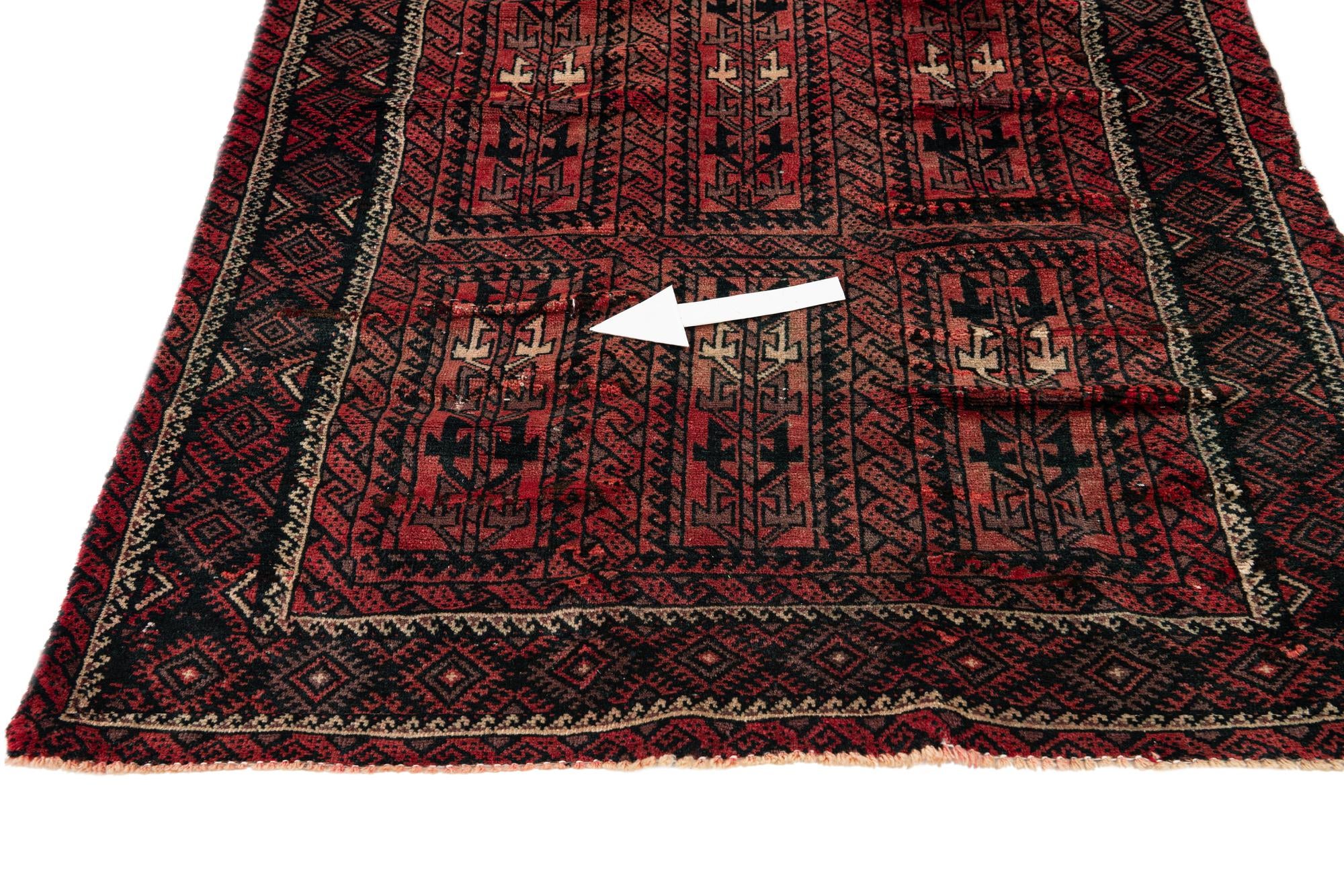 3' 9 x 5' 7 Hand Knotted Balouch Wool Rug