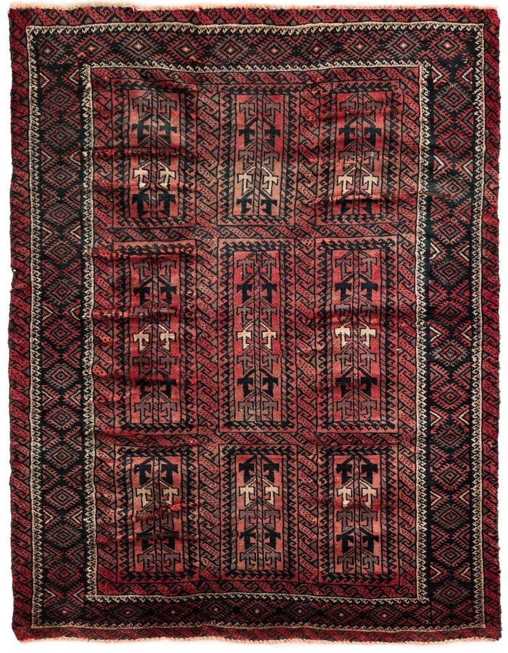 Detail image of 3' 9 x 5' 7 Hand Knotted Balouch Wool Rug