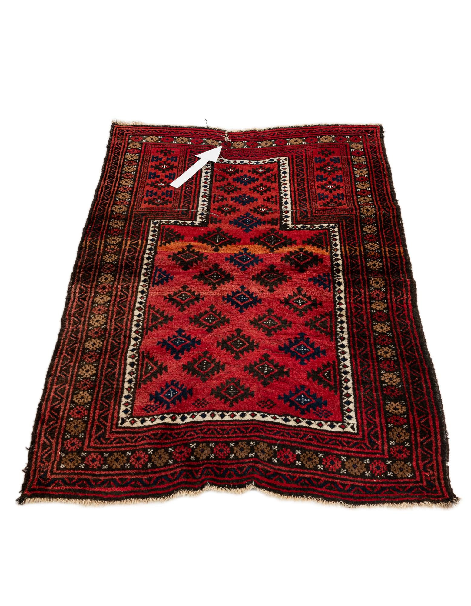 3' x 4' 5 Hand Knotted Balouch Persian Wool Rug