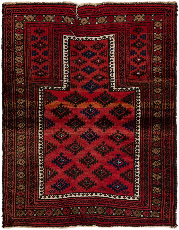 Detail image of 3' x 4' 5 Hand Knotted Balouch Persian Wool Rug