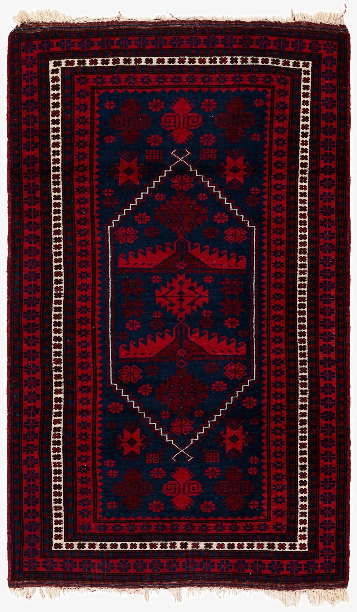 3' 8 x 6'  Hand Knotted Balouch Persian Wool Rug