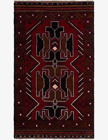 2' 9 x 4' 8 Hand Knotted Balouch Persian Wool Rug