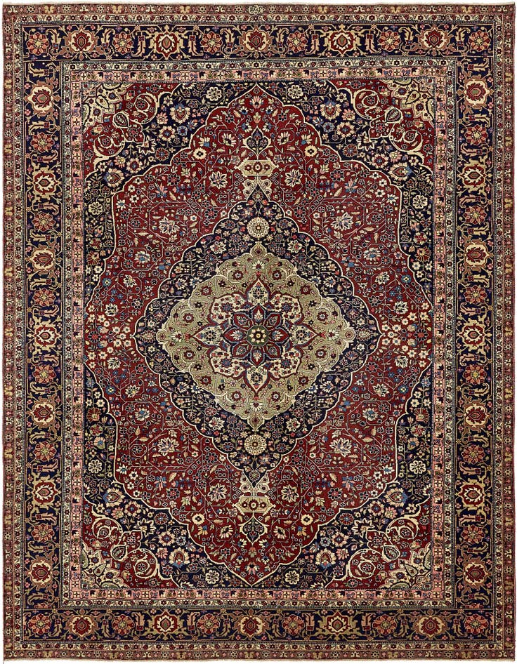 Detail image of 9' 6 x 12' 4 Hand Knotted Birjand Persian Wool Rug
