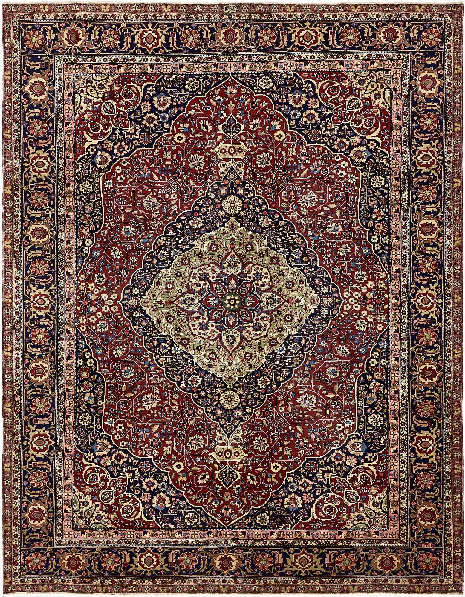 9' 6 x 12' 4  Hand Knotted Birjand Persian Wool Rug