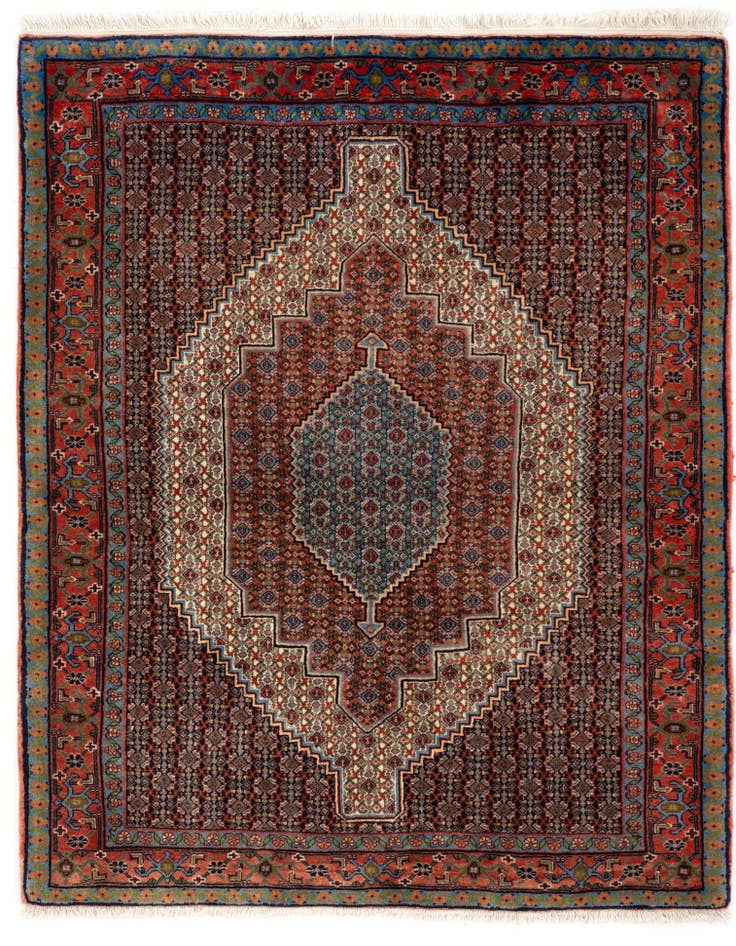 Detail image of 4' 2 x 5' 4 Hand Knotted Birjend Persian Wool Rug