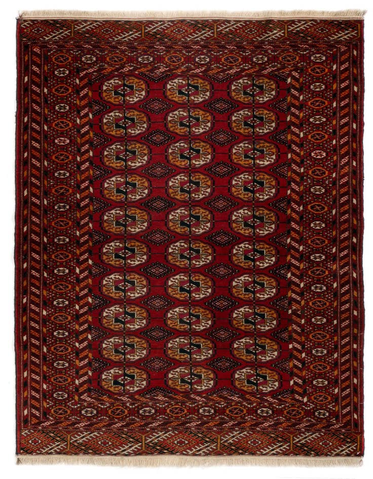 Detail image of 3' 5 x 4' 9 Hand Knotted Bokhara Wool Rug