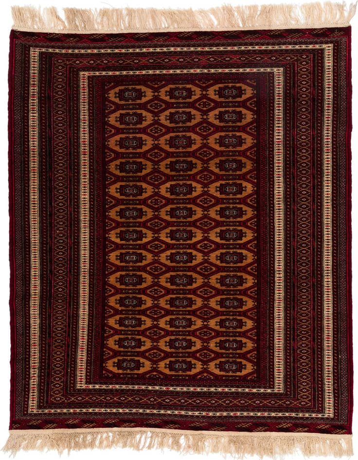 Detail image of 4' 2 x 5' 8 Hand Knotted Bokhara Oriental Wool Rug