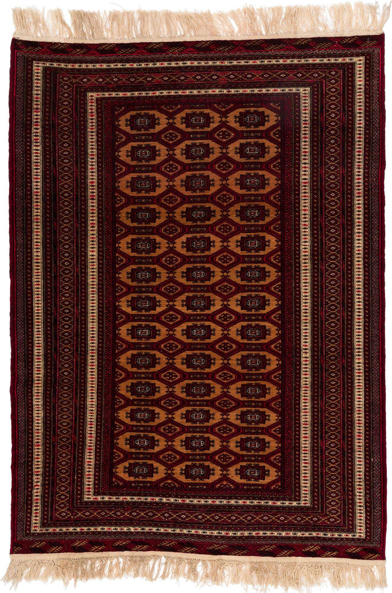 4' 2 x 5' 8 Hand Knotted Bokhara Oriental Wool Rug