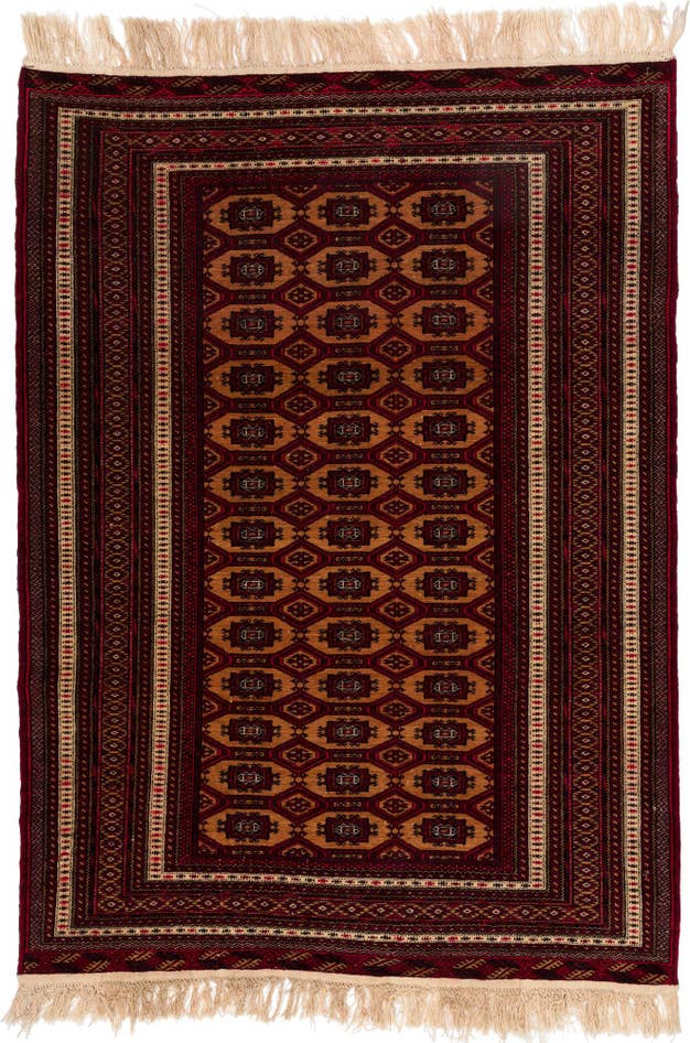 Detail image of 4' 2 x 5' 8 Hand Knotted Bokhara Oriental Wool Rug