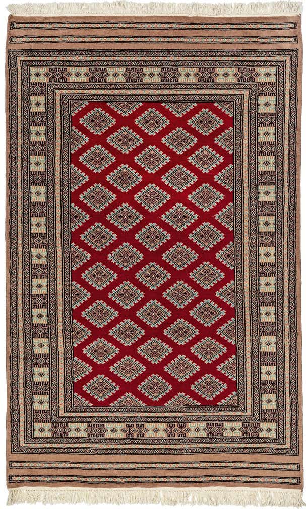 4' 1 x 6' 4 Hand Knotted Bokhara Oriental Wool Rug