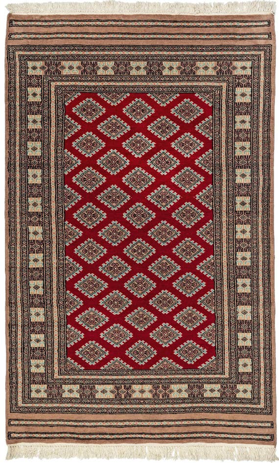 Detail image of 4' 1 x 6' 4 Hand Knotted Bokhara Oriental Wool Rug