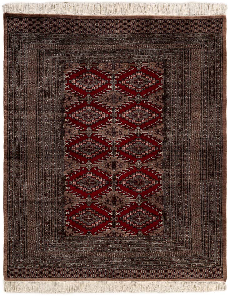 Detail image of 4' 2 x 5' 10 Hand Knotted Bokhara Oriental Wool Rug