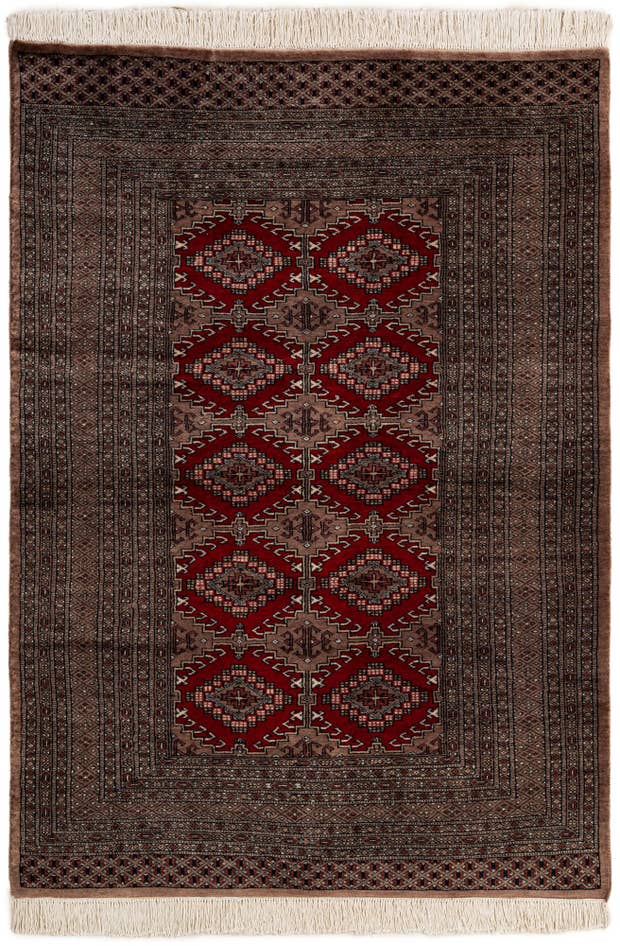 Detail image of 4' 2 x 5' 10 Hand Knotted Bokhara Oriental Wool Rug