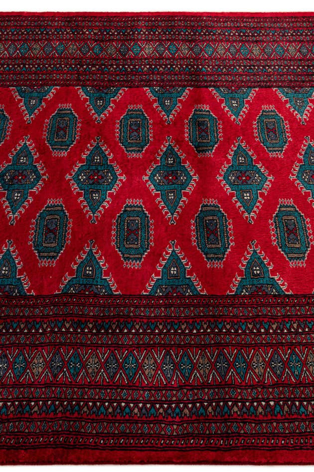 Detail image of 4' 1 x 6' 1 Hand Knotted Bokhara Wool Rug