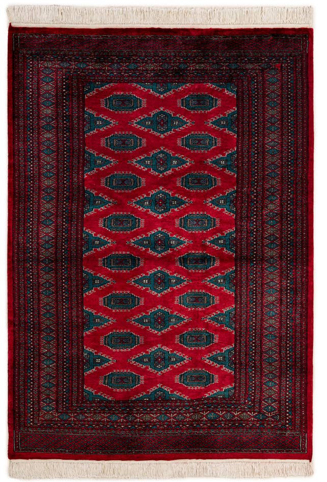 Detail image of 4' 1 x 6' 1 Hand Knotted Bokhara Wool Rug