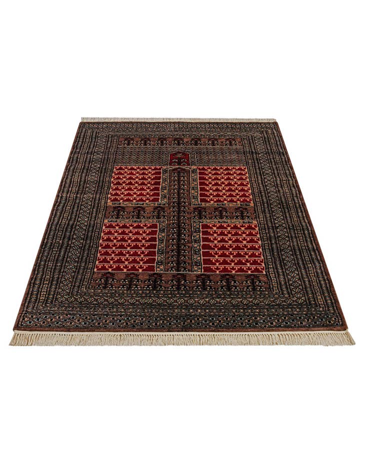 Detail image of 4' 1 x 6' Hand Knotted Bokhara Oriental Wool Rug
