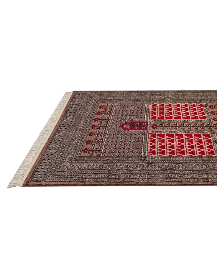 Detail image of 4' 1 x 6' Hand Knotted Bokhara Oriental Wool Rug