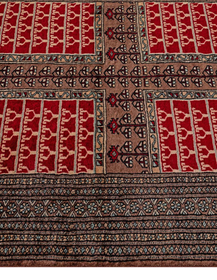 Detail image of 4' 1 x 6' Hand Knotted Bokhara Oriental Wool Rug