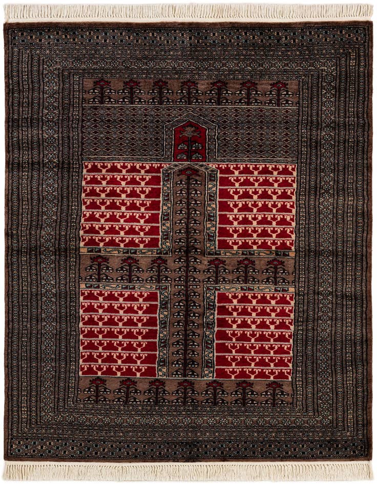 Detail image of 4' 1 x 6' Hand Knotted Bokhara Oriental Wool Rug
