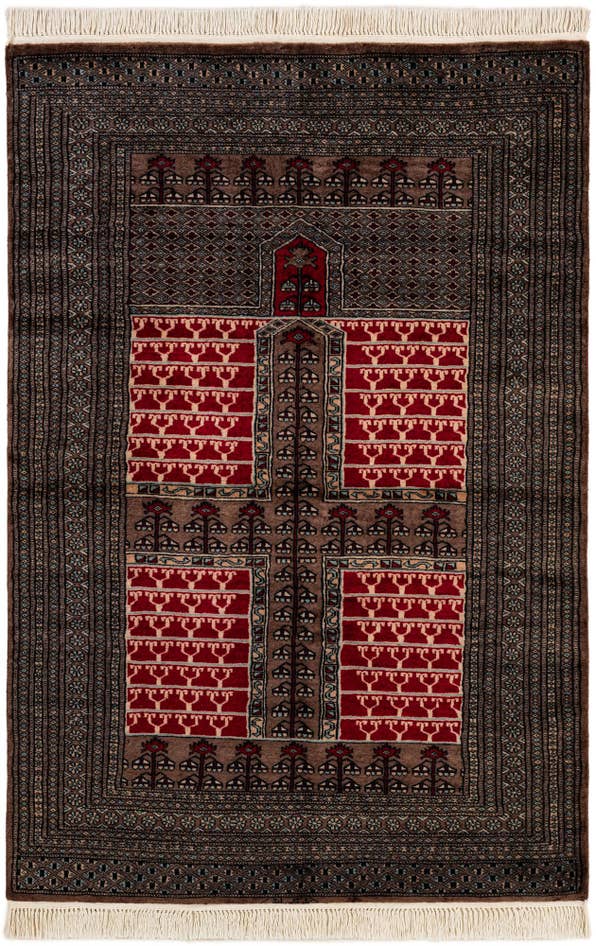 Detail image of 4' 1 x 6' Hand Knotted Bokhara Oriental Wool Rug