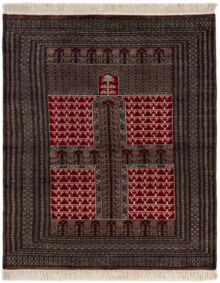 Detail image of 4' 2 x 6' 1 Hand Knotted Bokhara Oriental Wool Rug