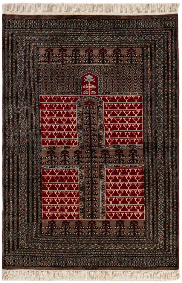 Detail image of 4' 2 x 6' 1 Hand Knotted Bokhara Oriental Wool Rug