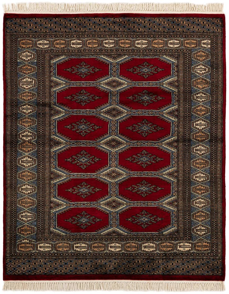 Detail image of 4' 2 x 5' 9 Hand Knotted Bokhara Oriental Wool Rug
