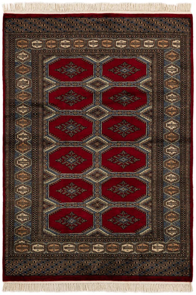 Detail image of 4' 2 x 5' 9 Hand Knotted Bokhara Oriental Wool Rug