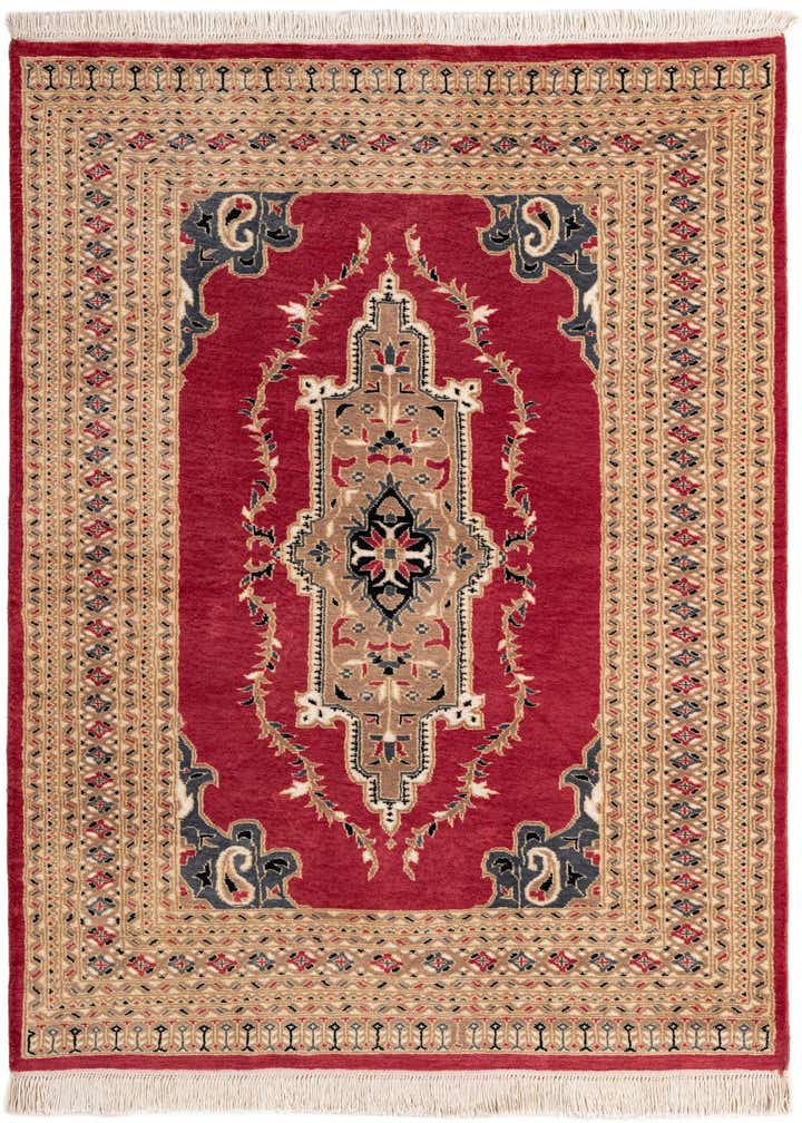 4' 4 x 6' 1 Hand Knotted Bokhara Oriental Wool Rug
