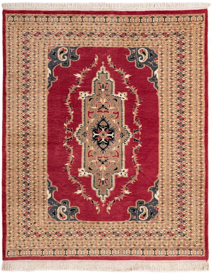 Detail image of 4' 4 x 6' 1 Hand Knotted Bokhara Oriental Wool Rug