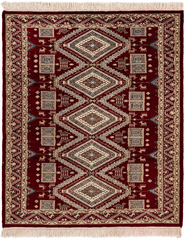 Detail image of 4' 3 x 6' 2 Hand Knotted Bokhara Oriental Rug