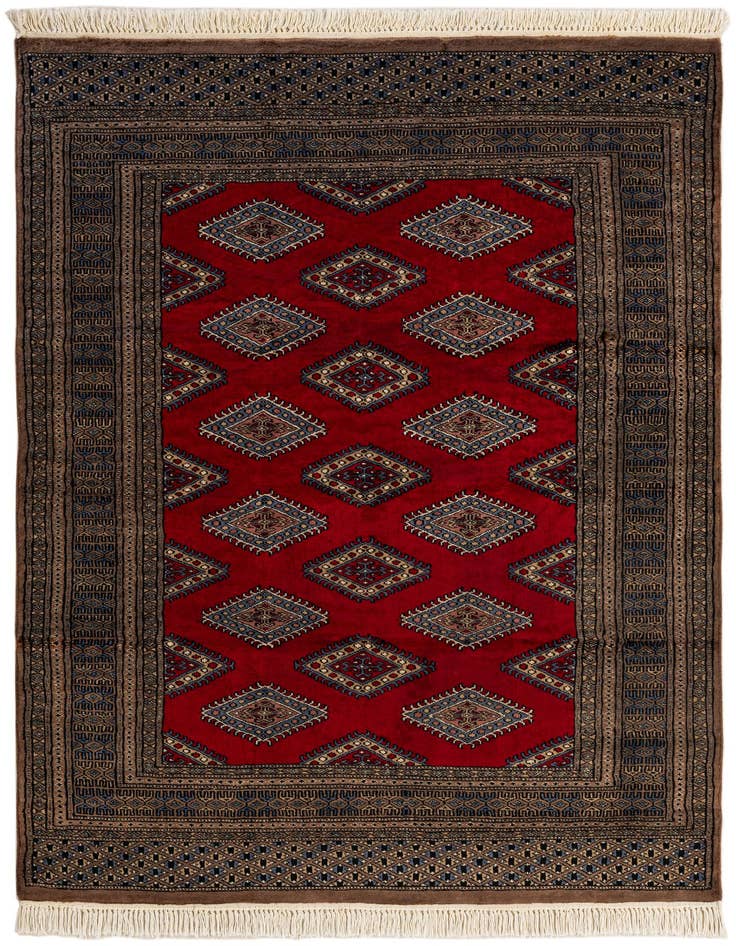 Detail image of 4' 1 x 6' 2 Hand Knotted Bokhara Oriental Wool Rug