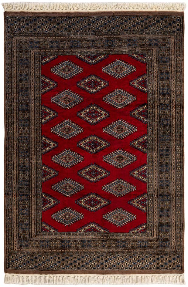 Detail image of 4' 1 x 6' 2 Hand Knotted Bokhara Oriental Wool Rug