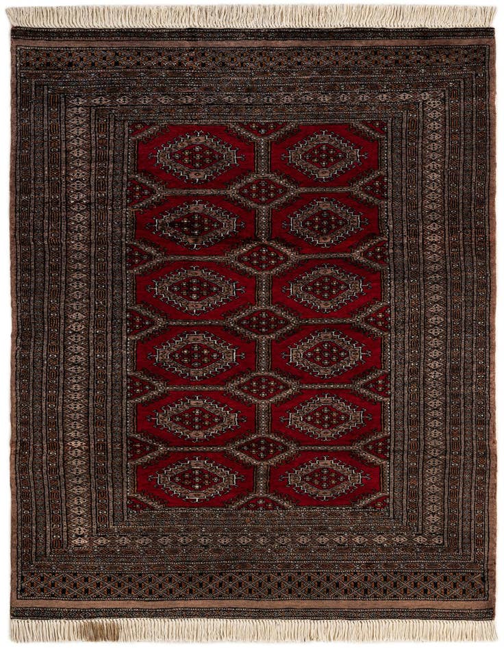 Detail image of 4' 1 x 6' 3 Hand Knotted Bokhara Oriental Wool Rug