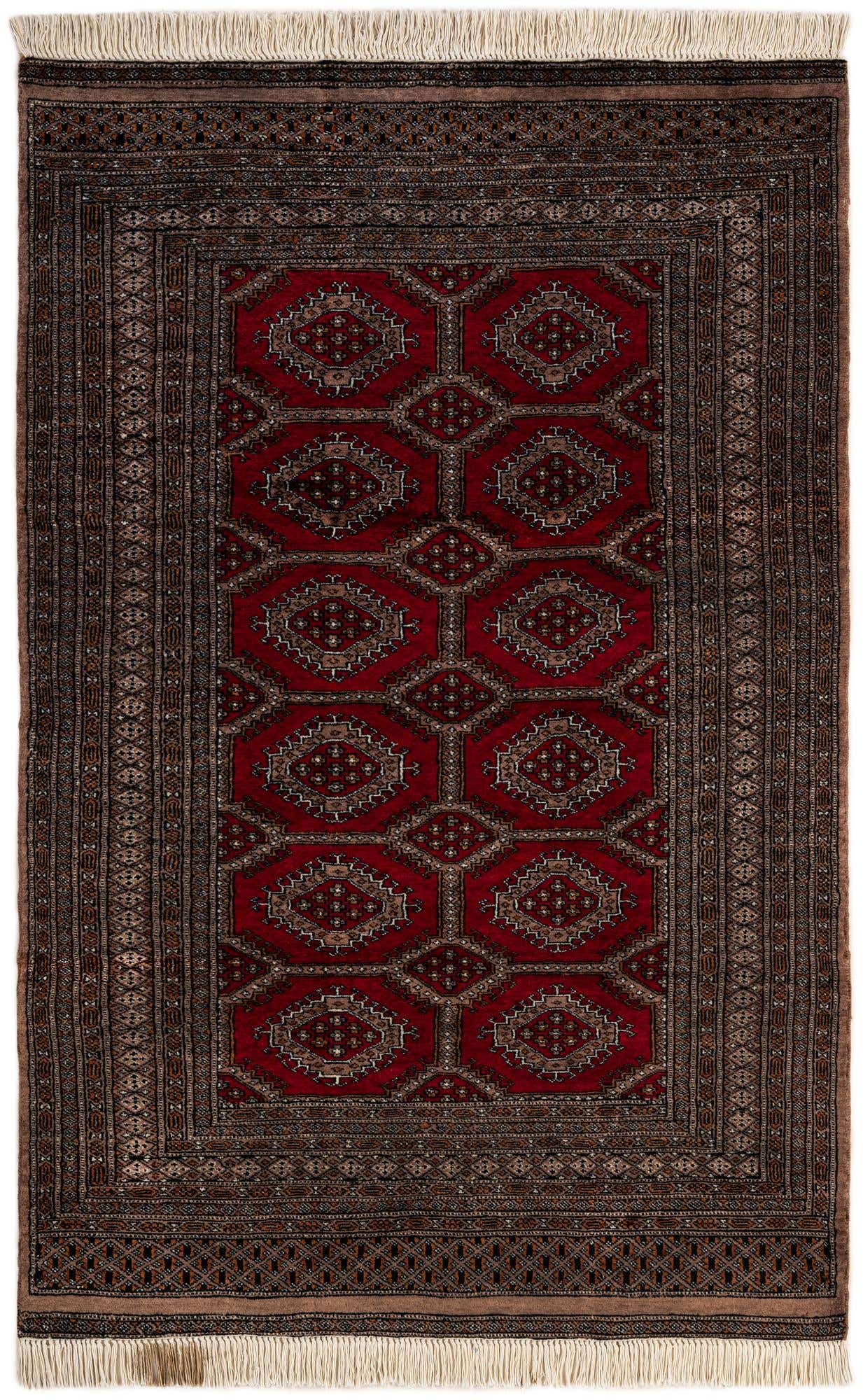 4' 1 x 6' 3 Hand Knotted Bokhara Oriental Wool Rug