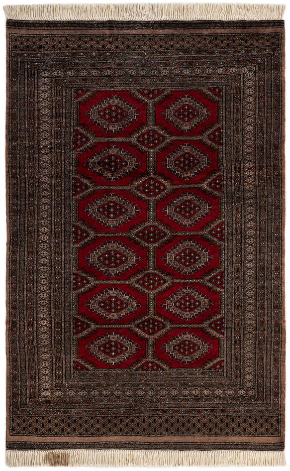Detail image of 4' 1 x 6' 3 Hand Knotted Bokhara Oriental Wool Rug