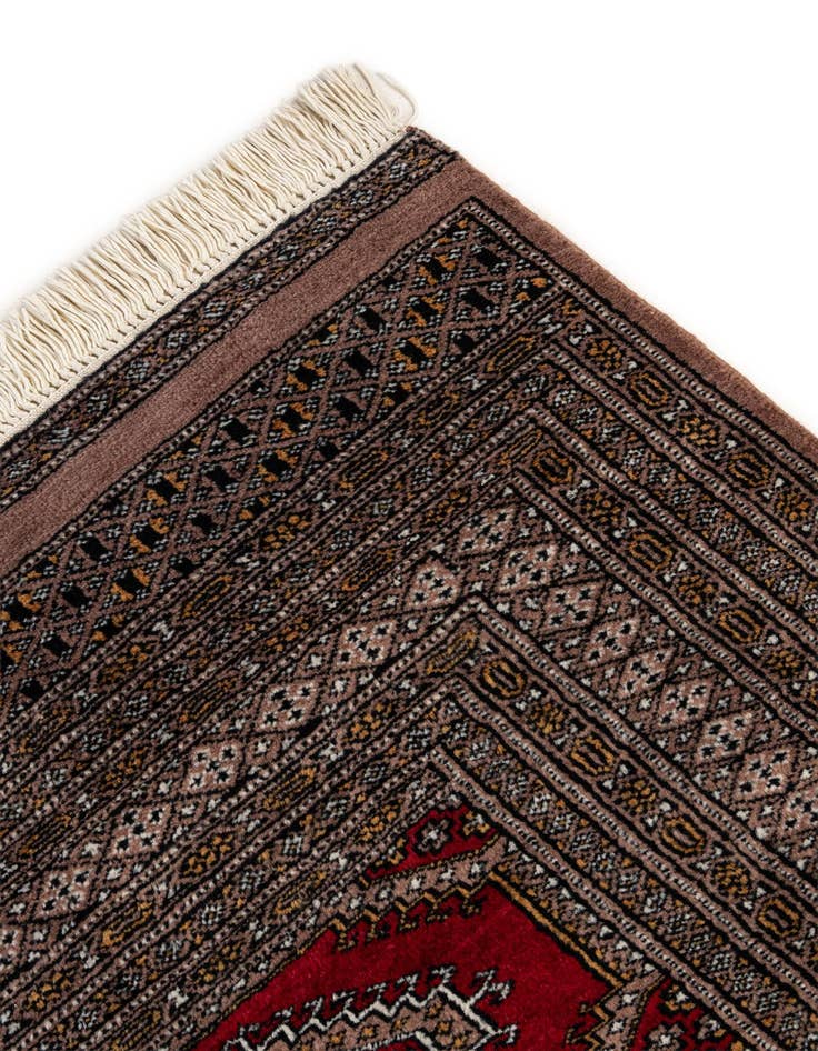 Detail image of 4' 1 x 5' 11  Hand Knotted Bokhara Oriental Wool Rug