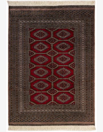 4' 1 x 5' 11 Hand Knotted Bokhara Oriental Wool Rug