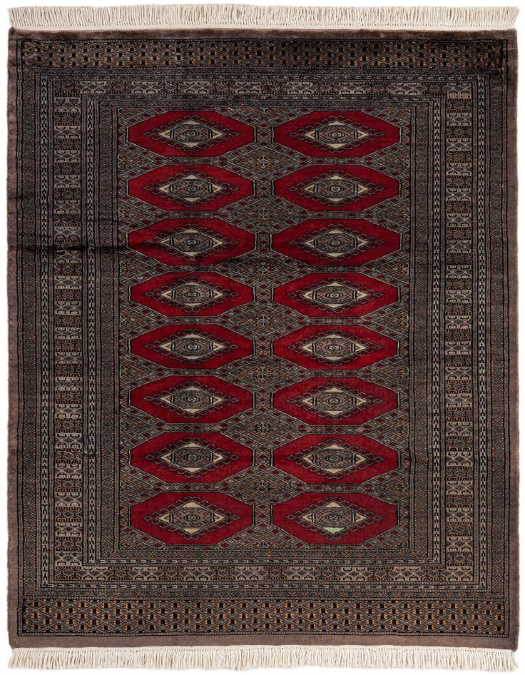 Detail image of 4' 2 x 6' 4 Hand Knotted Bokhara Oriental Wool Rug
