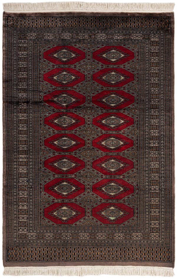 Detail image of 4' 2 x 6' 4 Hand Knotted Bokhara Oriental Wool Rug