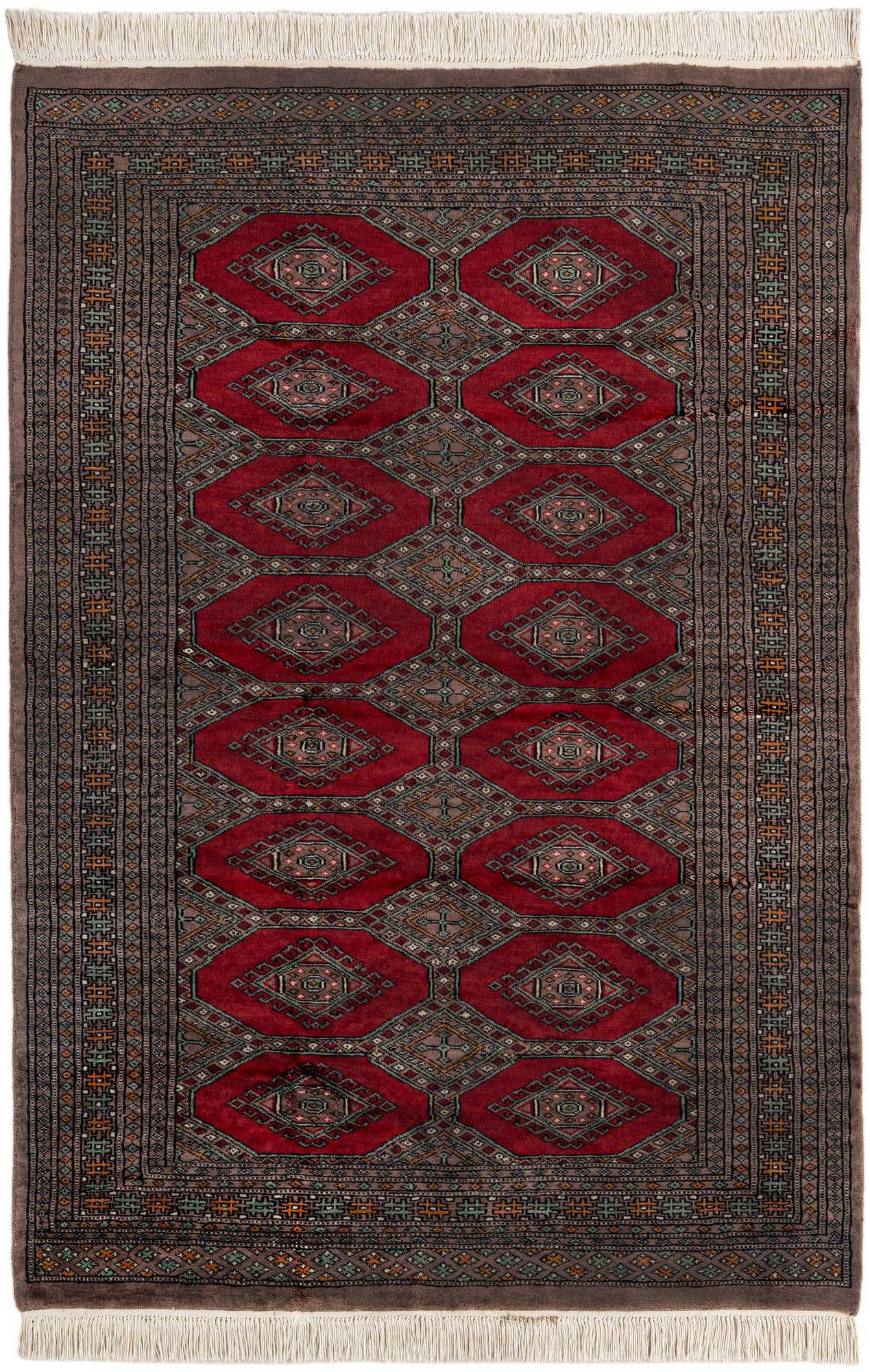 4' x 6' 1 Hand Knotted Bokhara Oriental Wool Rug