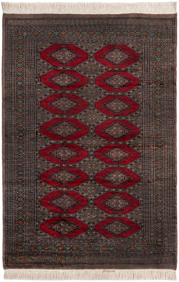 Detail image of 4' x 6' 1 Hand Knotted Bokhara Oriental Wool Rug