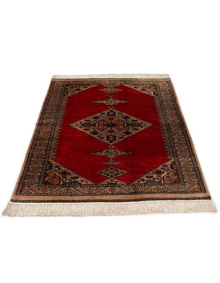 4' 3 x 6' 1 Hand Knotted Bokhara Wool Rug