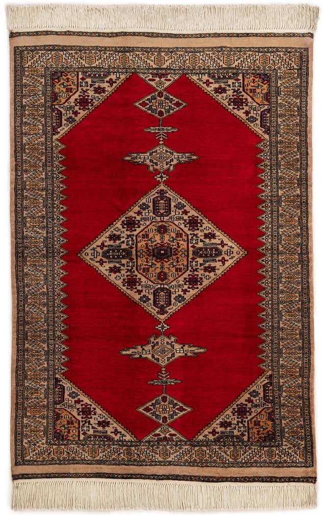 4' 3 x 6' 1 Hand Knotted Bokhara Wool Rug